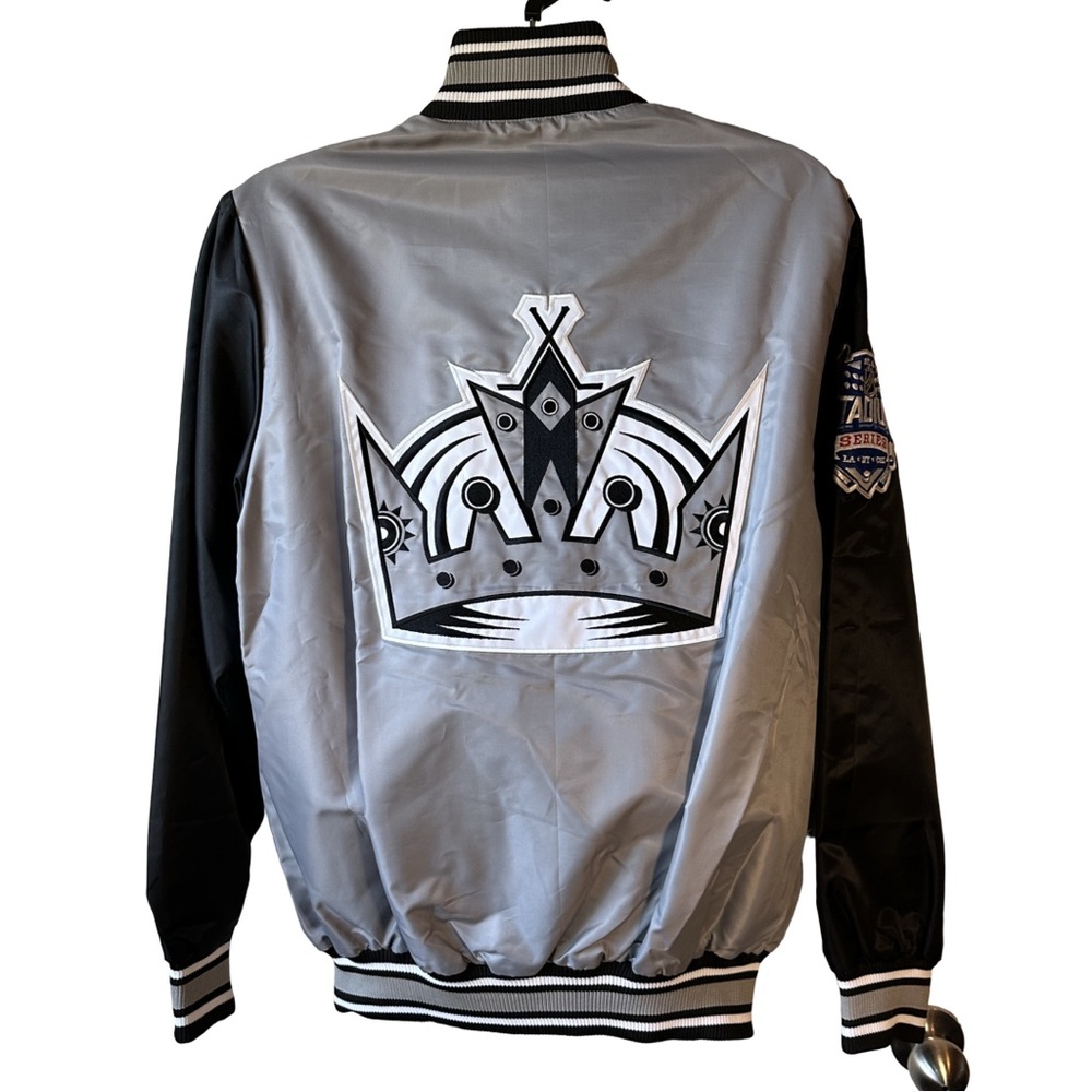 Men's LA Kings Silver and Black Crown Logo Jacket